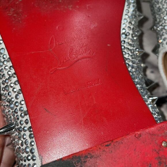 Spiked Silver Christian Louboutin Suede Burma Potpourri Dandy Smoking Sh… - Picture 10 of 14